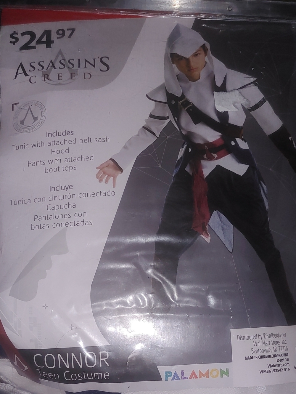 Creed Assassin's Connor Teen Costume - White, Black, Red